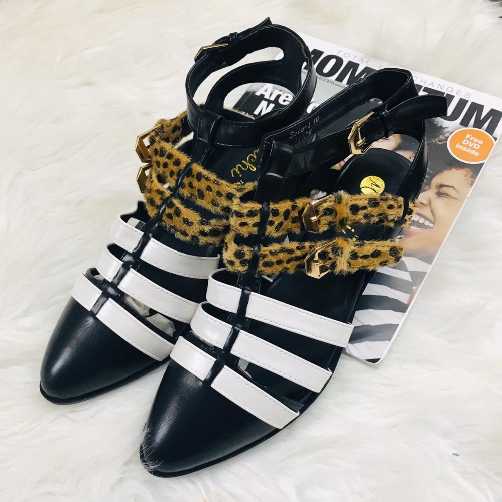 🆕️2 Tone Oxford With Leopard Skin Saddle Faux Lea